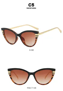 Lunettes de soleil œil de chat pour femmes avec monture bicolore et verres dégradés marron