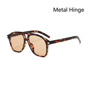 Gafas de sol aviador vintage de gran tamaño con montura de carey y lentes marrones
