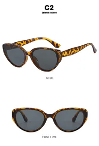 Detail von Kinder-Katzenaugen-Sonnenbrille mit Schildpattrahmen, Seiten- und Vorderansicht.
