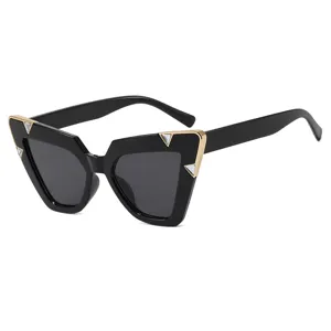 Fashionable cat-eye sunglasses for women with diamond accents on black frame