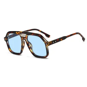 2025 fashion large frame aviator sunglasses with tortoise shell frame and light blue lenses