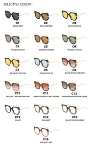 Selection of irregular oversized sunglasses in sixteen color variants and patterns