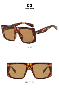 Detailansicht der quadratischen Übergroßen Sonnenbrille mit modischem Schildpattmuster-Rahmen