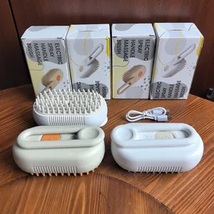 Set de cepillo de masaje eléctrico para mascotas con cable USB y cajas de embalaje