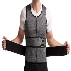 Men's neoprene sweat sauna vest with double adjustable abdominal control belts.