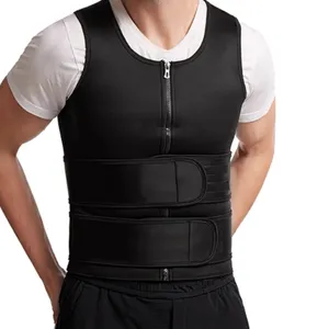 Men's neoprene sweat vest with double adjustable waist belts for fitness.