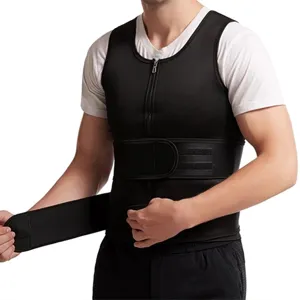Detail shot of men's sweat vest showing double adjustable compression waist belts.