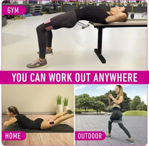 Detailed views of non-slip resistance bands used for gym, home, and outdoor workouts.