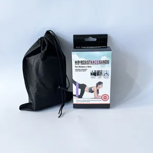 Professional hip resistance bands packaging box and black drawstring storage bag