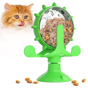 Interactive windmill pet slow feeder toy for cats and dogs with suction cup base