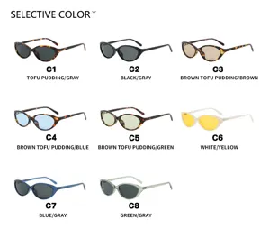 Umfassende Farbauswahl mit acht Retro-Cateye-Sonnenbrillen für Damen in verschiedenen Designs