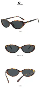 Vintage-Cat-Eye-Sonnenbrille mit Schildpattmuster in Front-, Seiten- und Rückansicht
