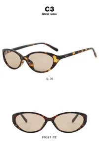 Tortoise-Cat-Eye-Sonnenbrille in Seiten- und Vorderansicht für den Retro-Stil