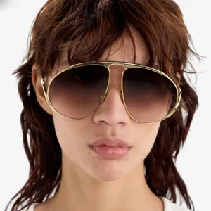 2025 Nieuwe Mode Aviator Zonnebril Voor Vrouwen Luxe Metalen Frame UV400 Catwalk Trendy Autorijden Zonnebril Eyewear