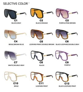 Vista dettagliata di occhiali da sole aviator oversize in dodici varianti di colore moda