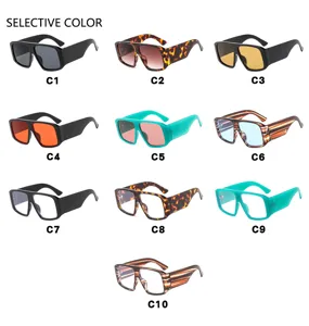 Selection grid of trendy oversized square sunglasses in various frame and lens colors.