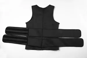 Detail view of men's sweat sauna vest featuring adjustable double waist belts