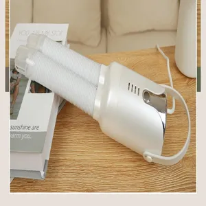 Portable mini clothes and shoe dryer with dual flexible hoses for sterilization