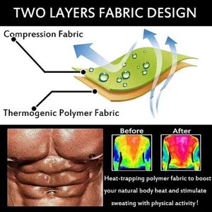 Detailed view of two-layer thermogenic polymer fabric for men's sweat vest