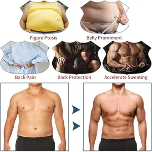 Men's sauna sweat vest slimming body shaper before and after fitness result demonstration