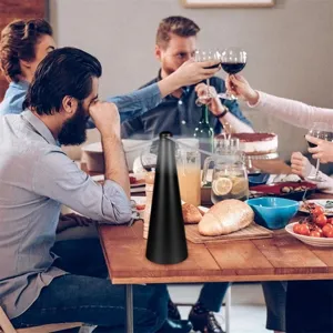 Portable automatic table fly fan detail showing soft rotating blades for dining food protection.
