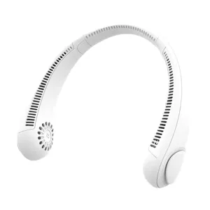 Tragbarer weißer blattloser Nackenventilator mit USB, minimalistisches Design für Sommer