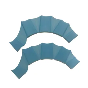 Silicone swimming hand paddles for training, adult and youth freestyle gear pair blue