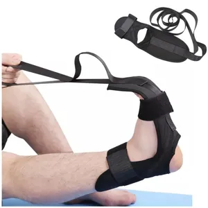 Yoga-Stretchgurt Ligamentgurt Zur Beinrehabilitation Krafttraining Multi-Schlaufen Verstellbarer Fußanker Schwarz Fitness