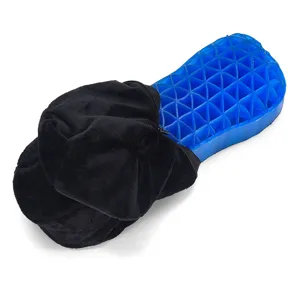 Ergonomisch blauw honingraat gel nekkussen met zwarte fluwelen hoes