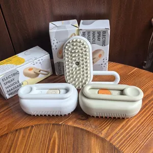 Cepillo de Espray Eléctrico para Mascotas Recargable Peine de Aseo para Perros y Gatos Con Función de Vapor de un Botón Limpieza