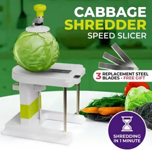 Manual Cabbage Shredder Slicer Hand-Crank Round Cabbage Cutter Machine Stainless Steel Blades Nordic Style Kitchen Shredding Gadget