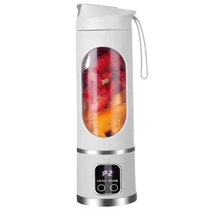 Portable white electric mini juicer blender for fresh fruit smoothies and shakes