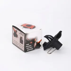 Draagbare zwarte bier shotgunning tool met metalen sleutelhanger en verpakking