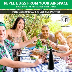 Automatic battery powered fly repellent fan for outdoor dining table bug fan insect deterrent