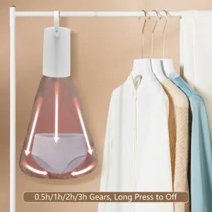 Portable mini clothes dryer for home use with 4 timer modes and hanging design