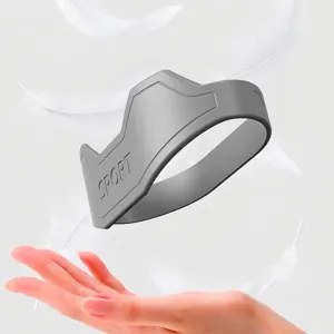 Correa rotuliana de silicona gris para soporte de rodilla, compresión y protección deportiva