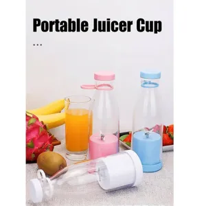 Portable electric mini juicer blender with multi-color options and fresh fruits