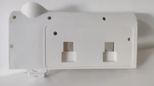 Durable white plastic back panel component for wall-mounted smart toothbrush holder