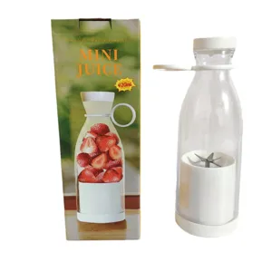 Portable mini electric juice blender 420ml with retail packaging box in white finish