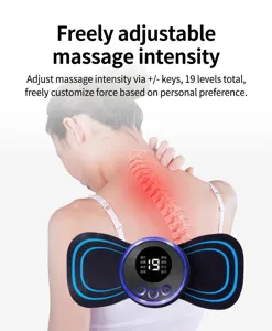 Portable EMS pulse massage sticker with 19 intensity levels and clear LED display screen
