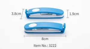 Detailed view of the portable plastic pill taker tool with dimensions 8cm by 3.8cm