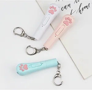 Cat paw mini laser pointer keychain USB rechargeable interactive cat toy pet supplies.