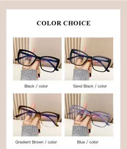 Montature occhiali cat-eye anti-luce blu in nero, marrone e blu varianti