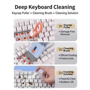 Kit de nettoyage de clavier 10-en-1 complet avec extracteur, brosse et spray liquide