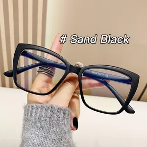 Montatura per occhiali gatto oversize retrò anti luce blu in nero sabbia opaco per donna