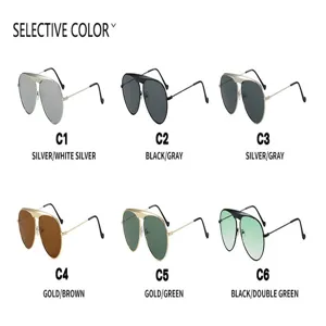 Selección de gafas de sol aviador clásicas en varias combinaciones de montura y lentes