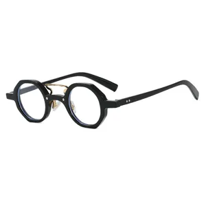 Stylish black irregular round hip-hop punk sunglasses with elegant gold metal bridge design