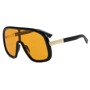 Occhiali da sole aviator oversize con lenti arancioni da donna per moda e ciclismo