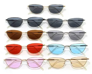 Colección de gafas de sol retro cat-eye de metal con lentes de colores para mujer