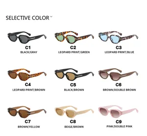 Detailed view of irregular small frame sunglasses in nine stylish color variants for women